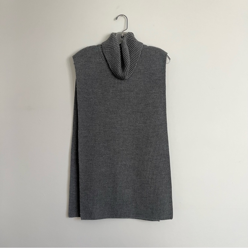 COS Gray Rib Knit Cowl Neck Sleeveless Sweater OS